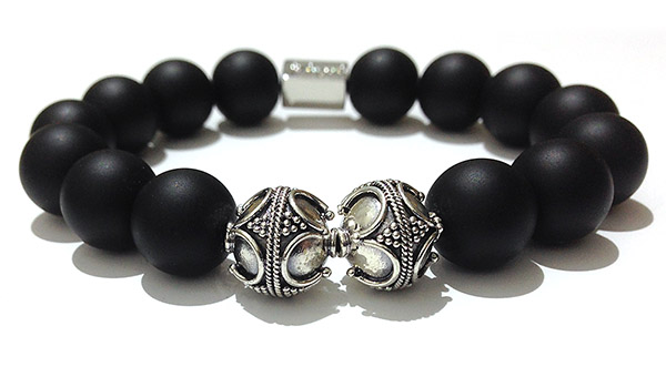 Silver obsidian bracelet