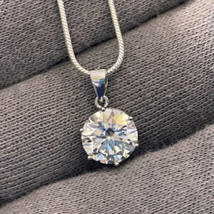 4ct Moissanite Pendant in Sterling Silver with GRA Certificate – Luxury Sparkly Necklace – Gift for Her, Solitaire Style