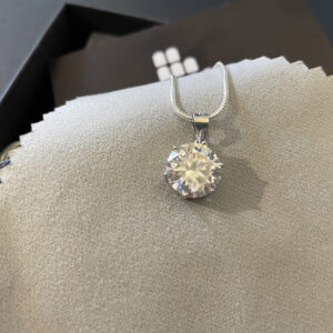 4ct Moissanite Pendant in Sterling Silver with GRA Certificate – Luxury Sparkly Necklace – Gift for Her, Solitaire Style